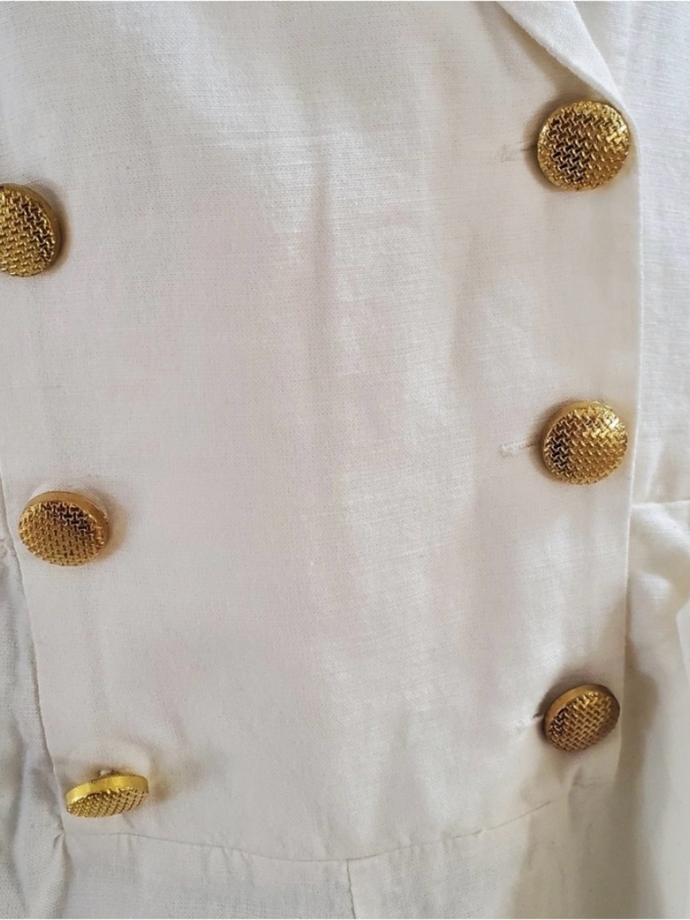 VENUS Cream Linen Halter One-Piece Romper with Gold Buttons Classy - Picture 4 of 7